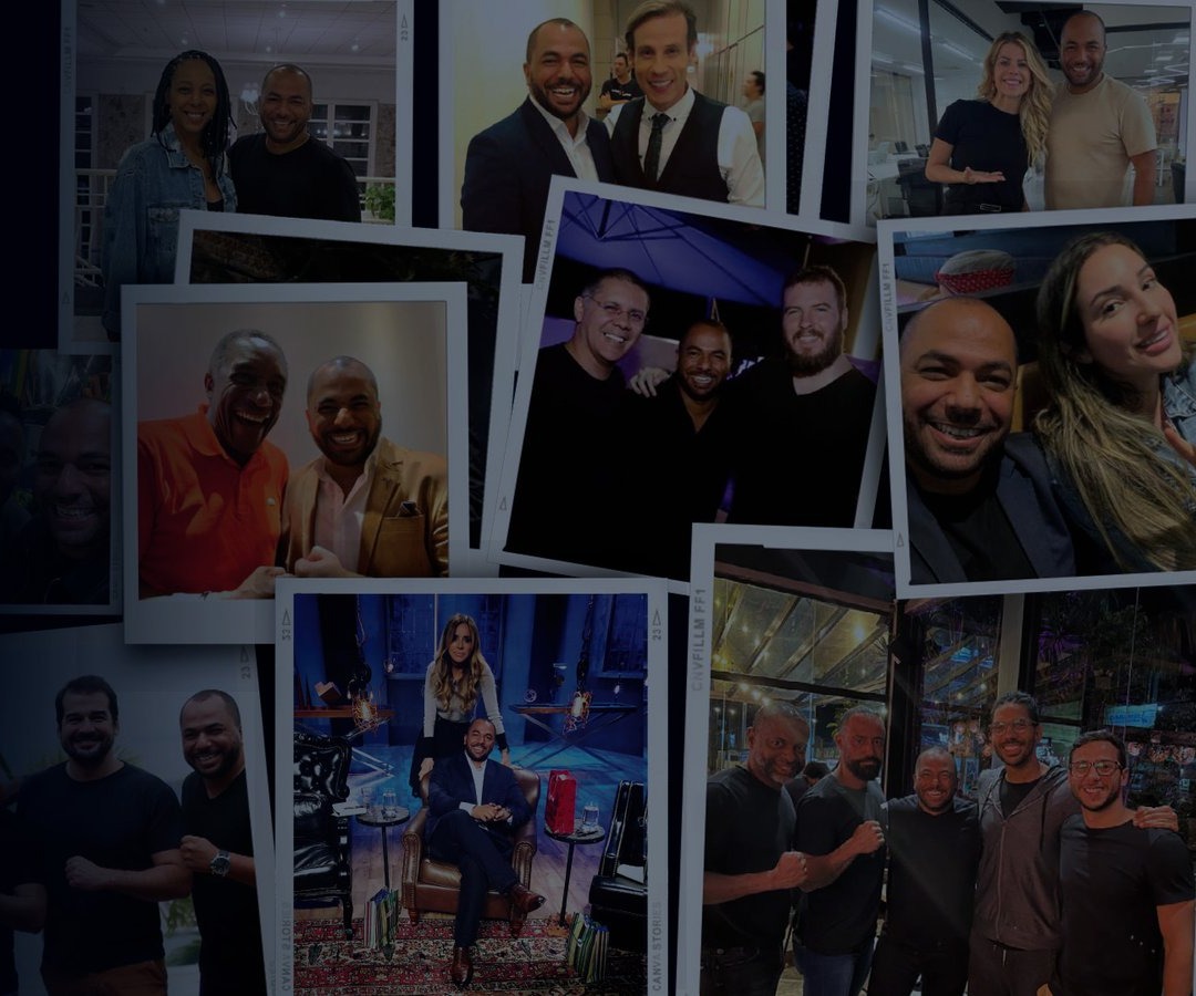 Mosaico de Ricardo Voz com artistas, líderes e personalidades que fizeram parte de sua trajetória