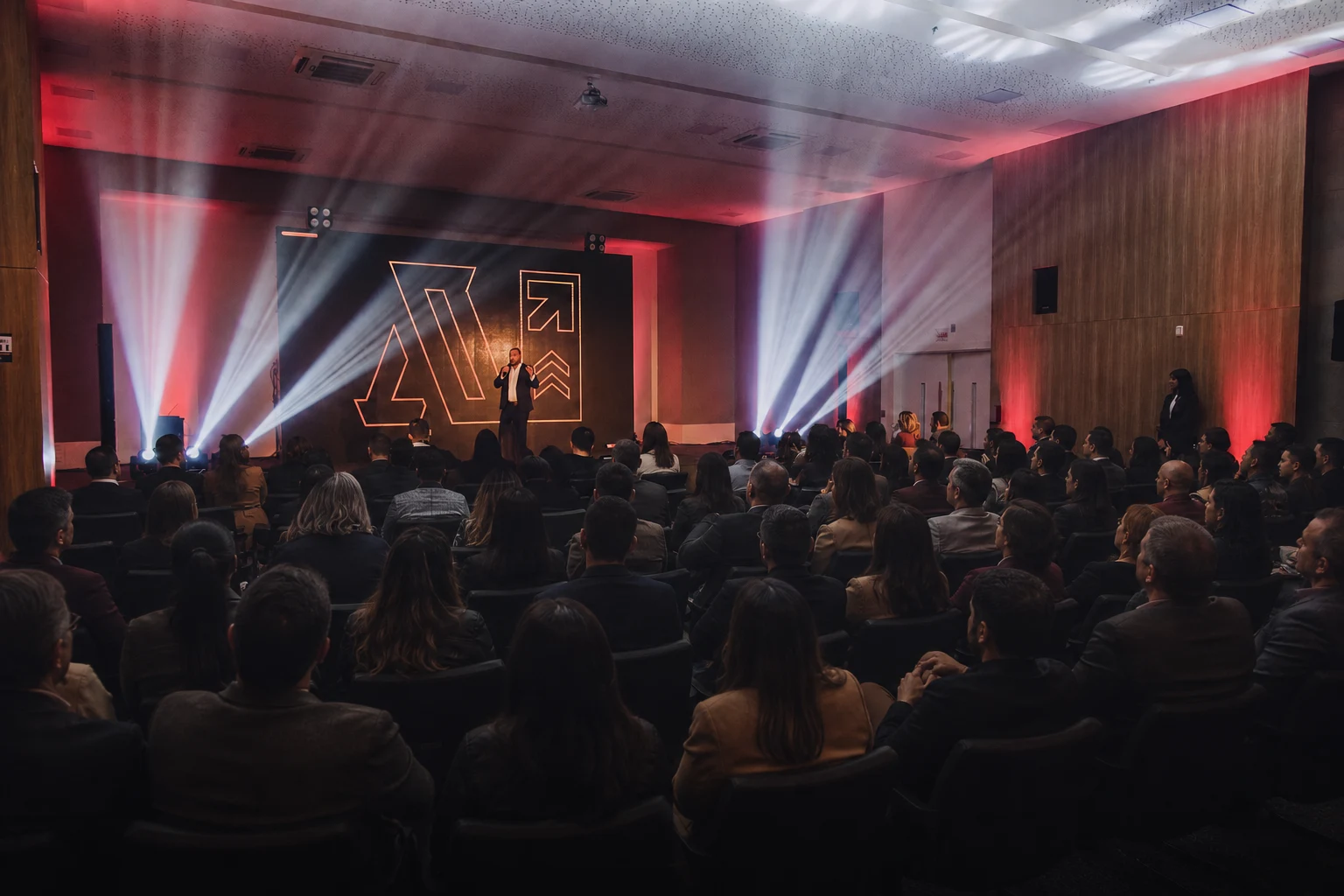 Ricardo Voz no palco diante da plateia do ACLIVE